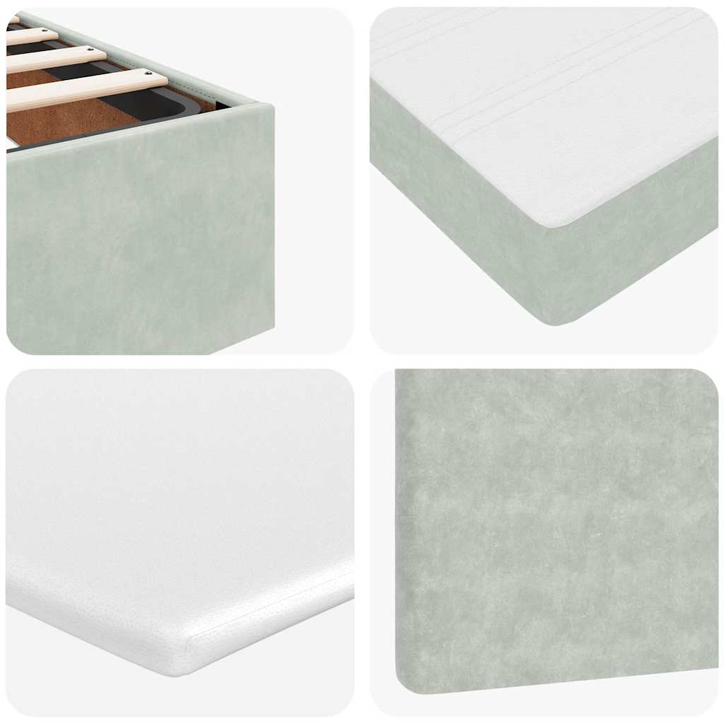 Ottoman-Bett mit Matratzen & LEDs Hellgrau 120x190 cm Samt