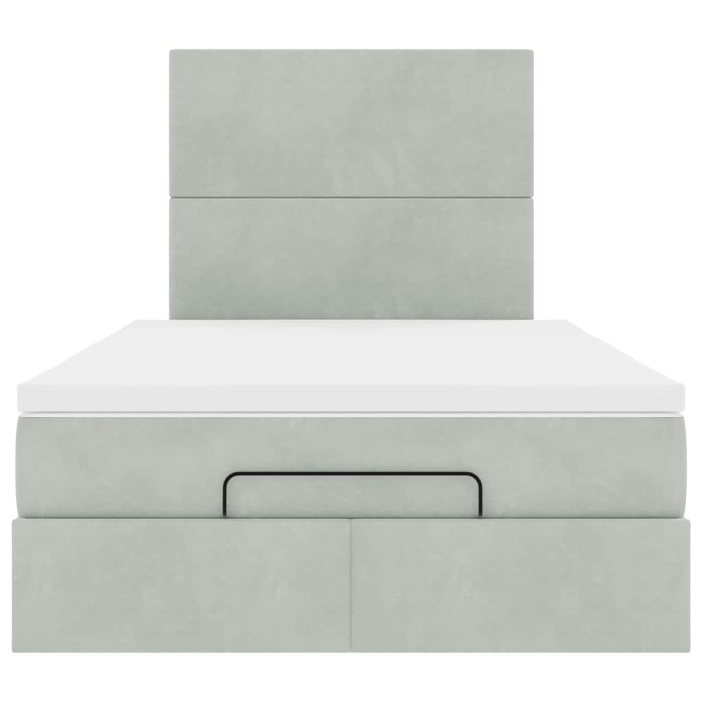 Ottoman-Bett mit Matratzen & LEDs Hellgrau 120x190 cm Samt