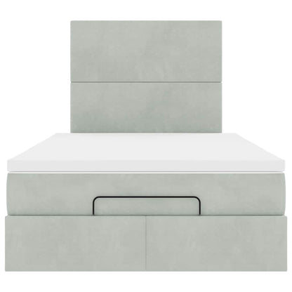 Ottoman-Bett mit Matratzen & LEDs Hellgrau 120x190 cm Samt