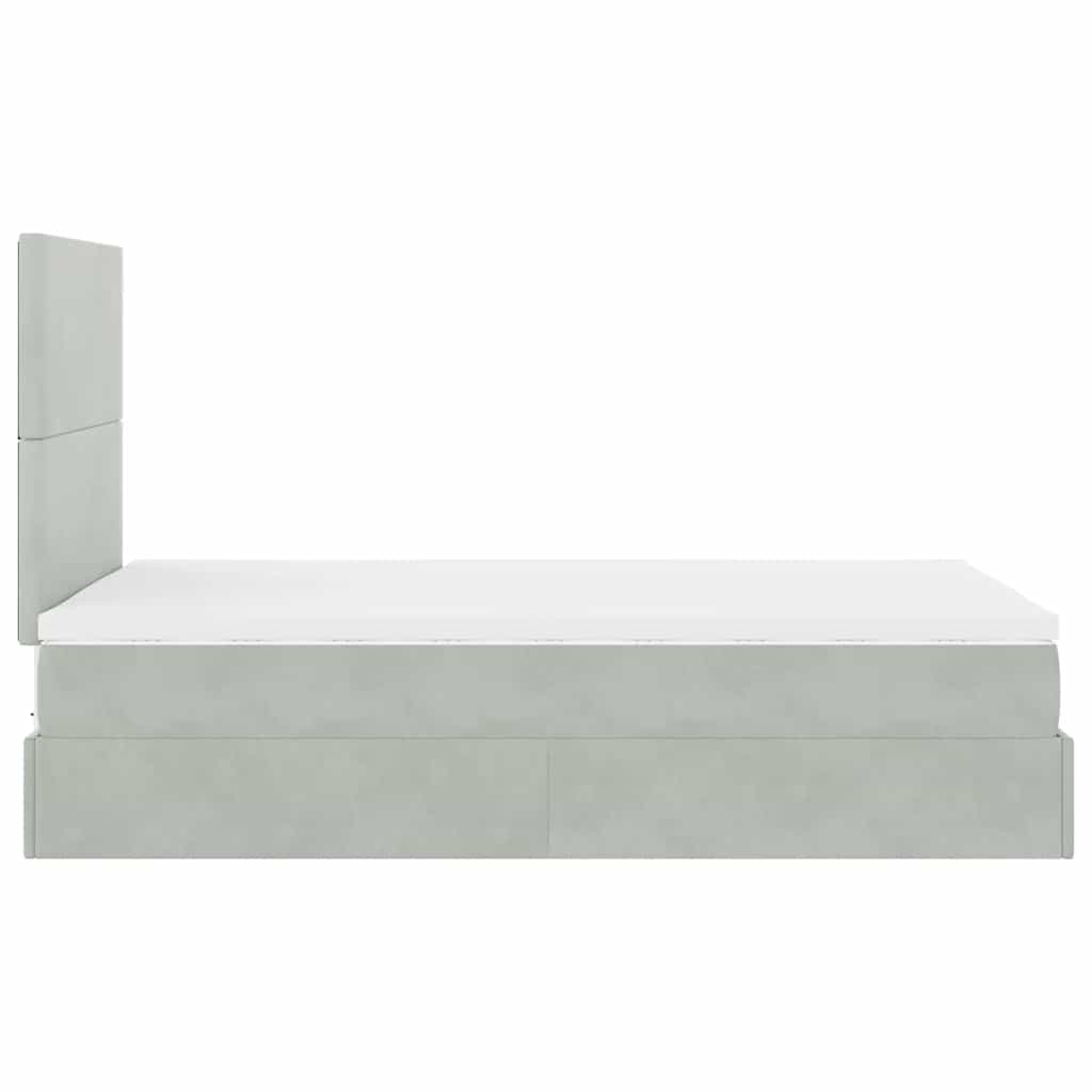 Ottoman-Bett mit Matratzen & LEDs Hellgrau 120x190 cm Samt