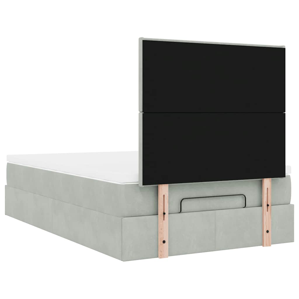 Ottoman-Bett mit Matratzen & LEDs Hellgrau 120x190 cm Samt