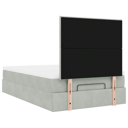 Ottoman-Bett mit Matratzen & LEDs Hellgrau 120x190 cm Samt