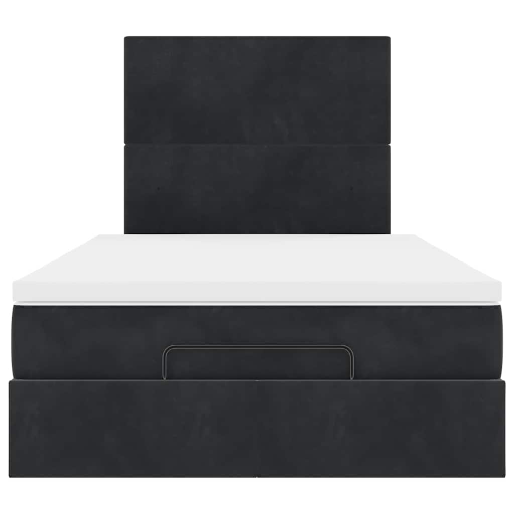 Ottoman-Bett mit Matratzen & LEDs Schwarz 120x190 cm Samt