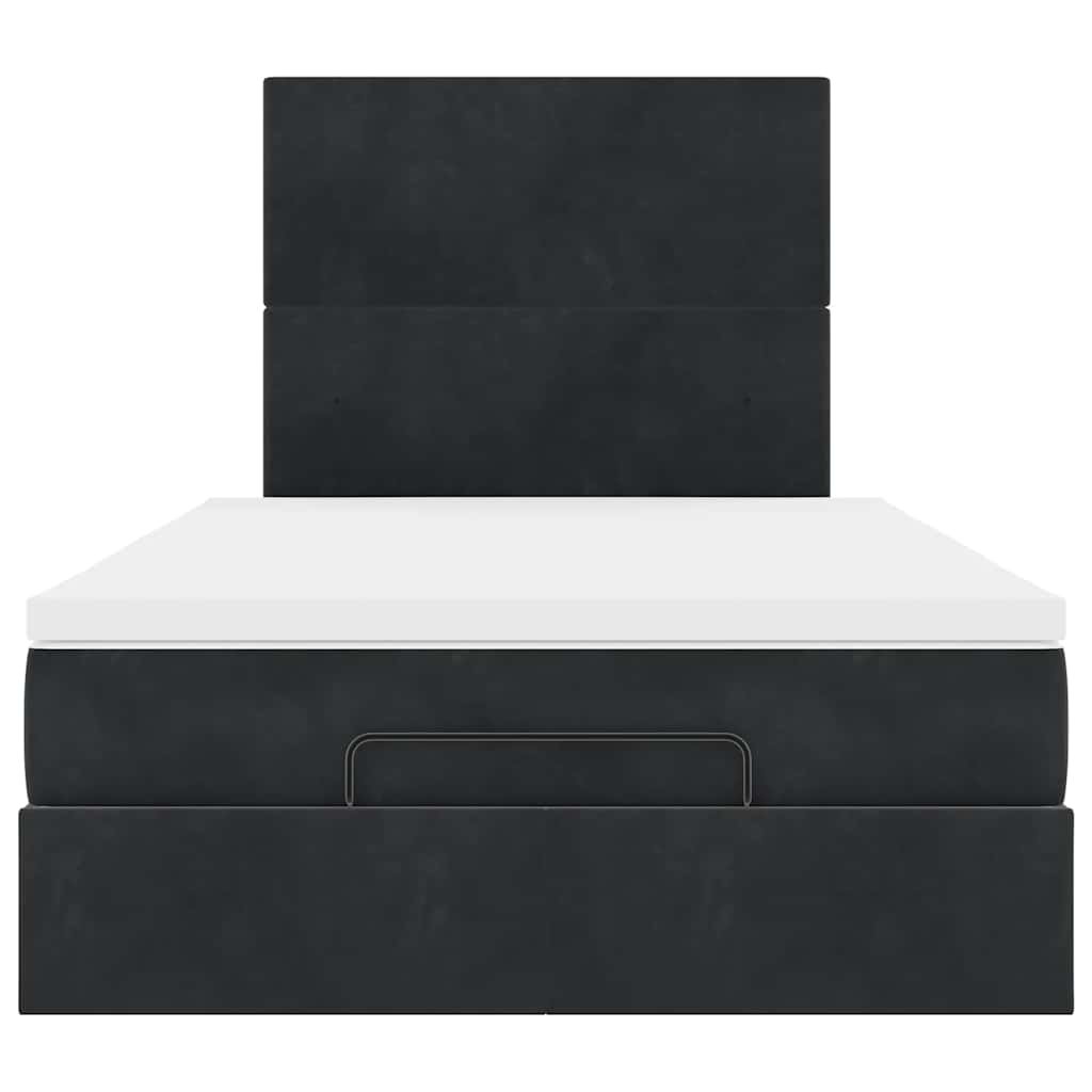 Ottoman-Bett mit Matratzen & LEDs Schwarz 120x190 cm Samt