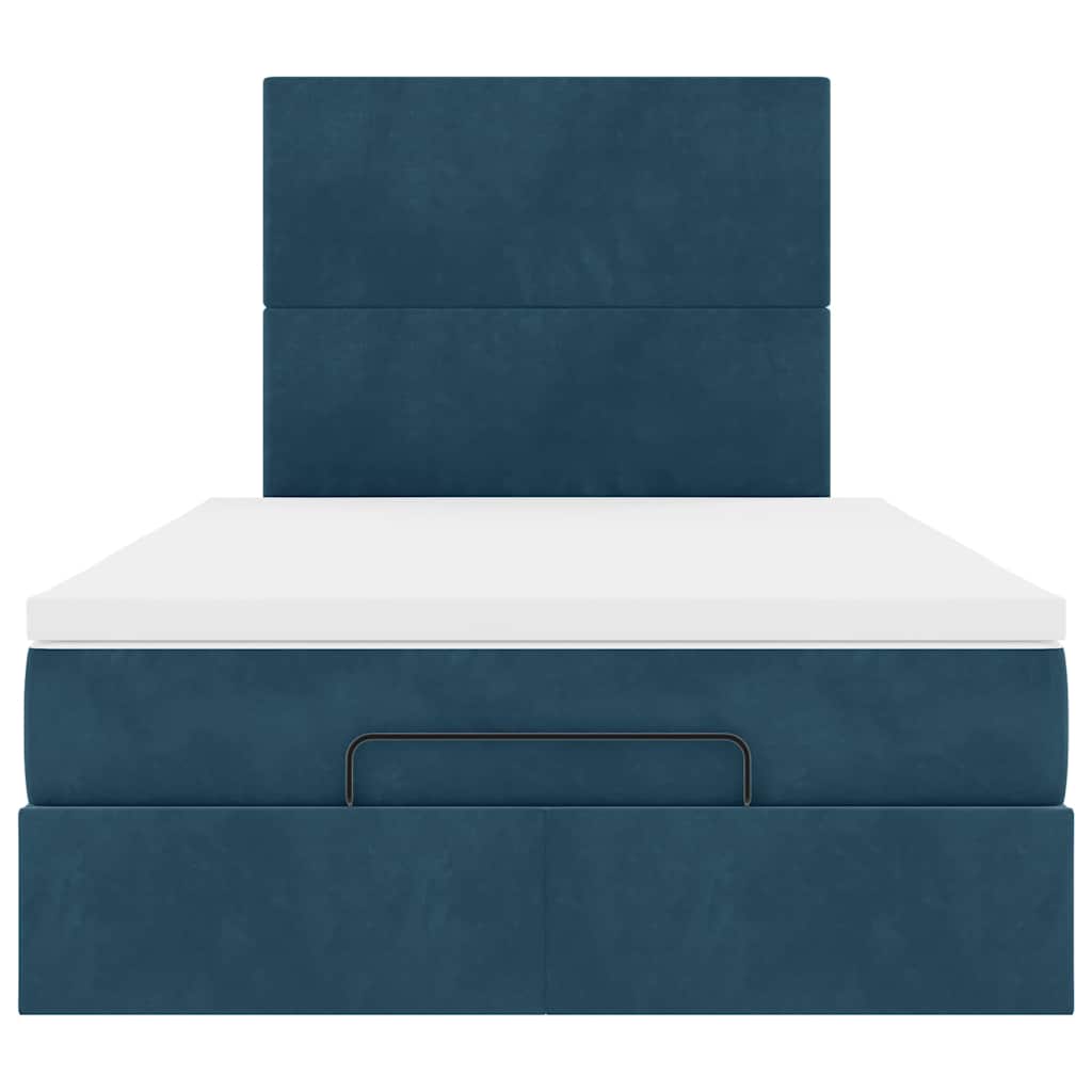 Ottoman-Bett mit Matratzen & LEDs Dunkelblau 120x190 cm Samt
