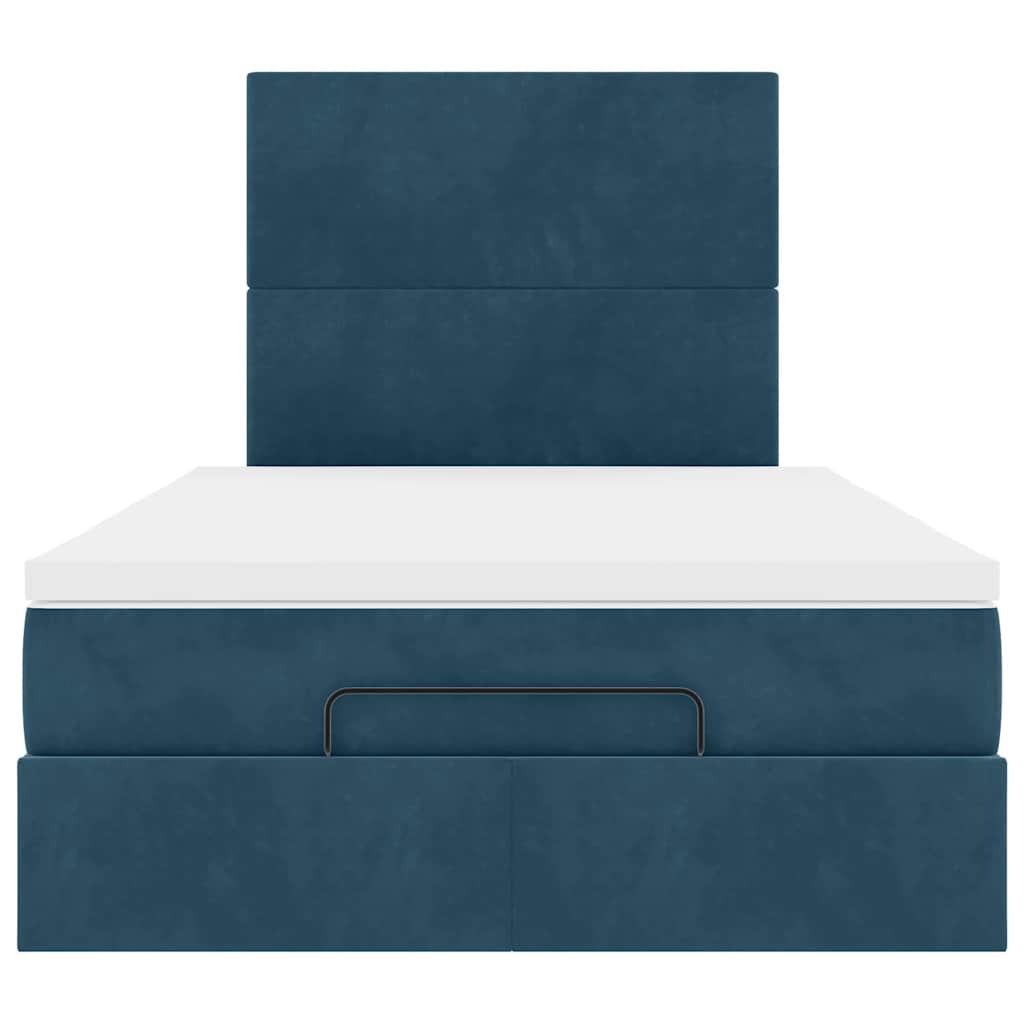 Ottoman-Bett mit Matratzen & LEDs Dunkelblau 120x190 cm Samt