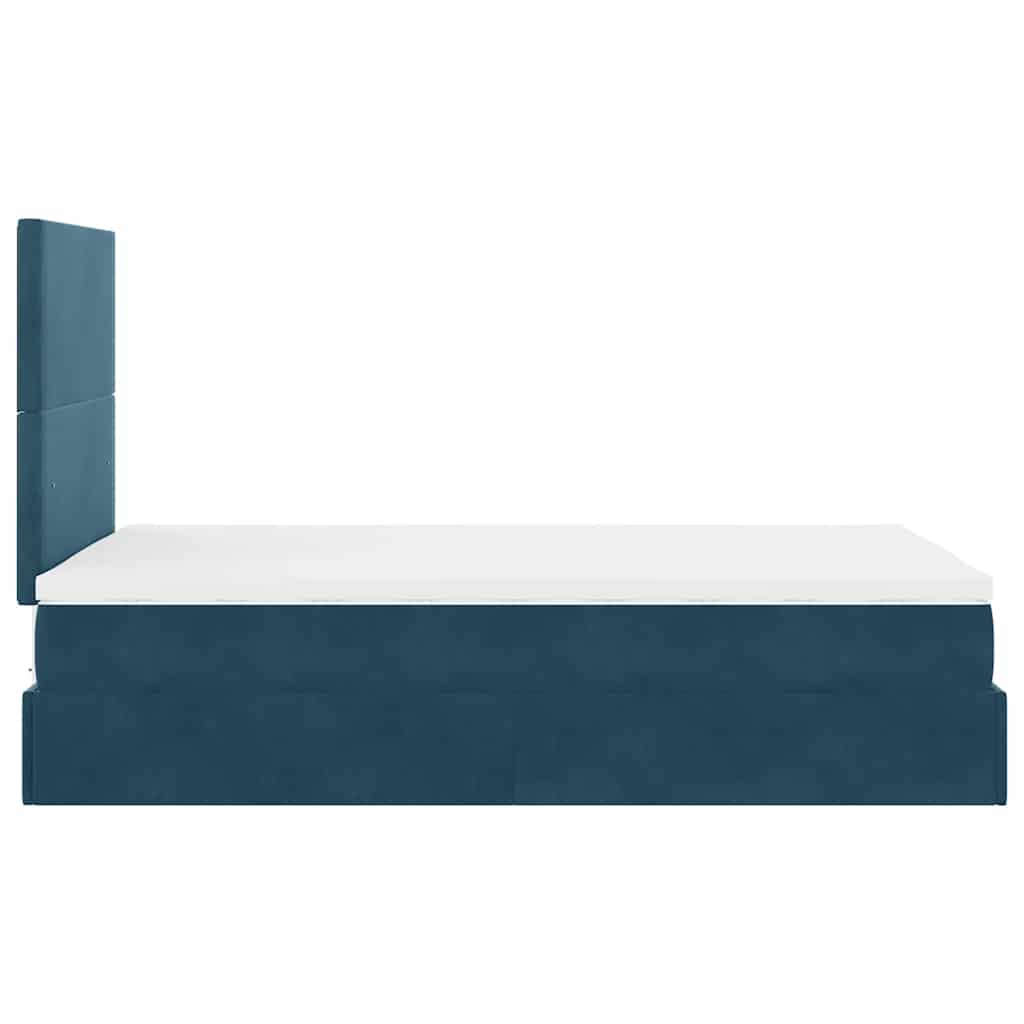 Ottoman-Bett mit Matratzen & LEDs Dunkelblau 120x190 cm Samt