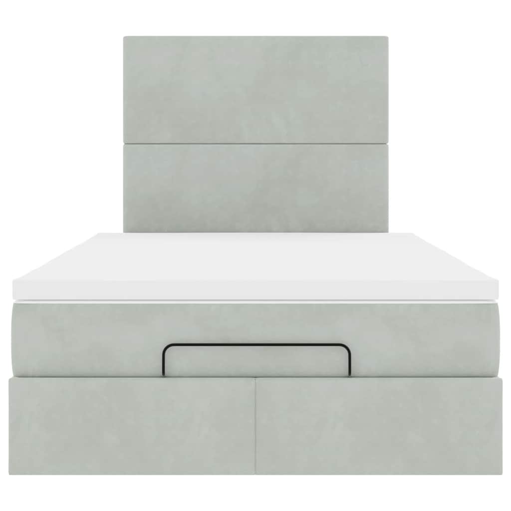 Ottoman-Bett mit Matratzen & LEDs Hellgrau 120x200 cm Samt