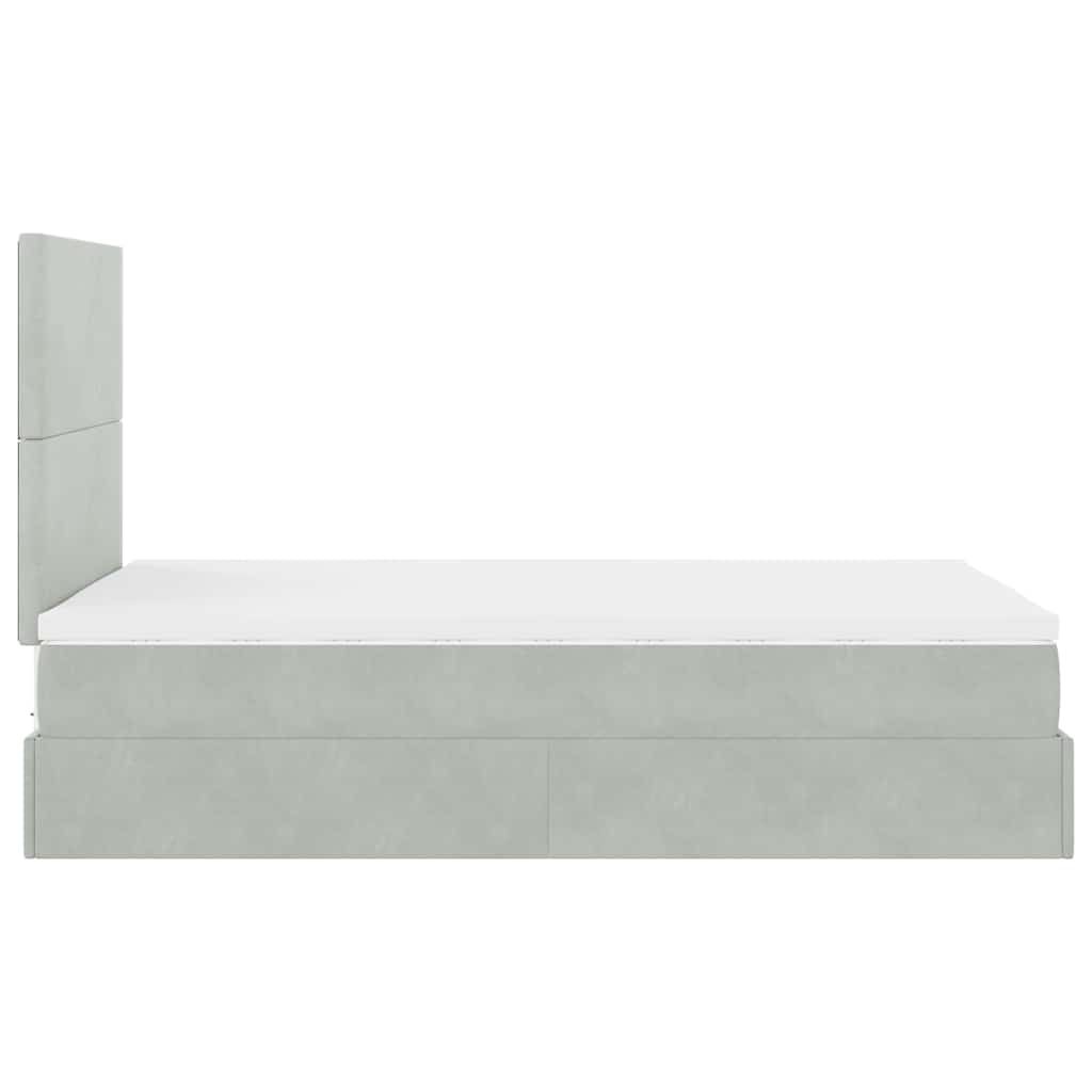 Ottoman-Bett mit Matratzen & LEDs Hellgrau 120x200 cm Samt