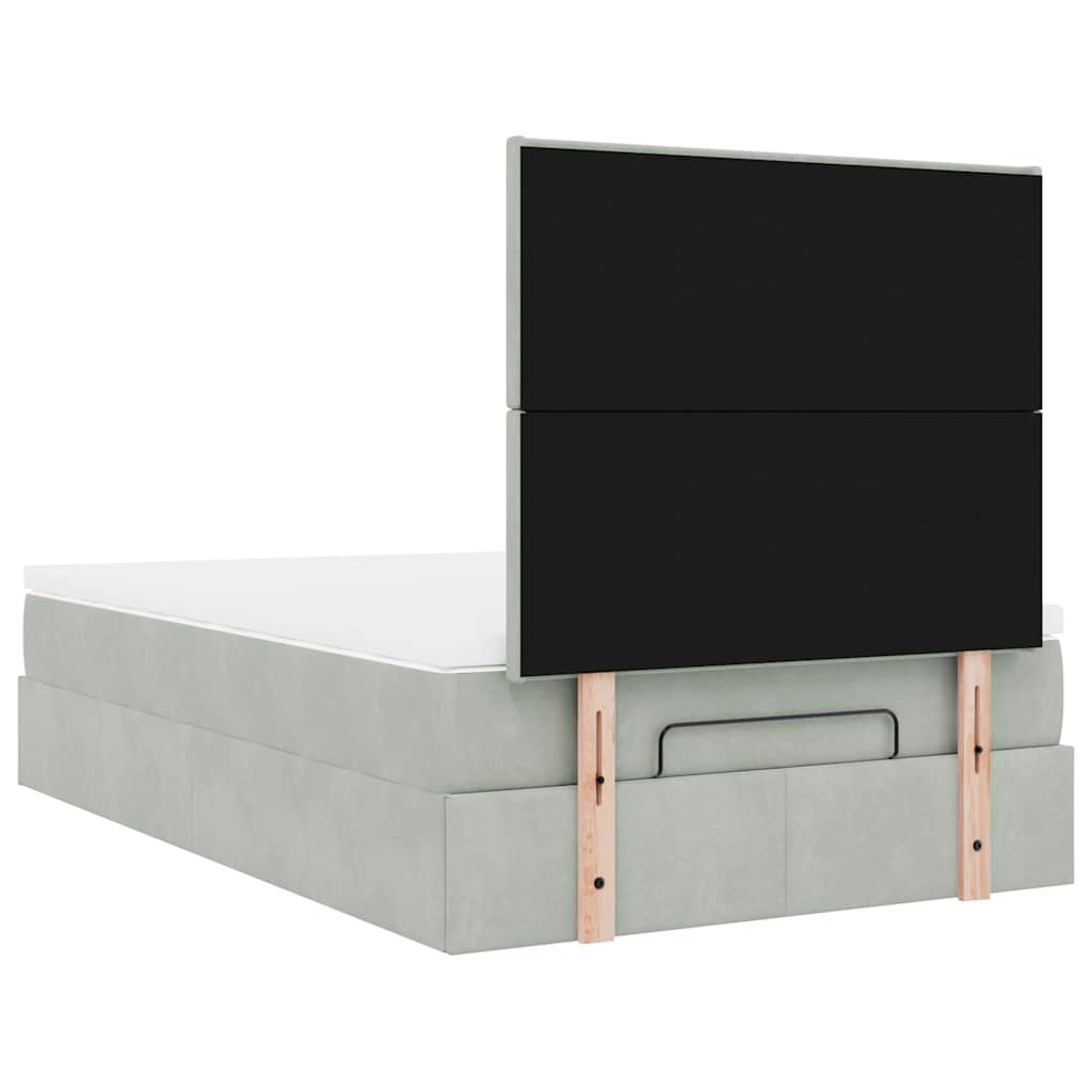 Ottoman-Bett mit Matratzen & LEDs Hellgrau 120x200 cm Samt