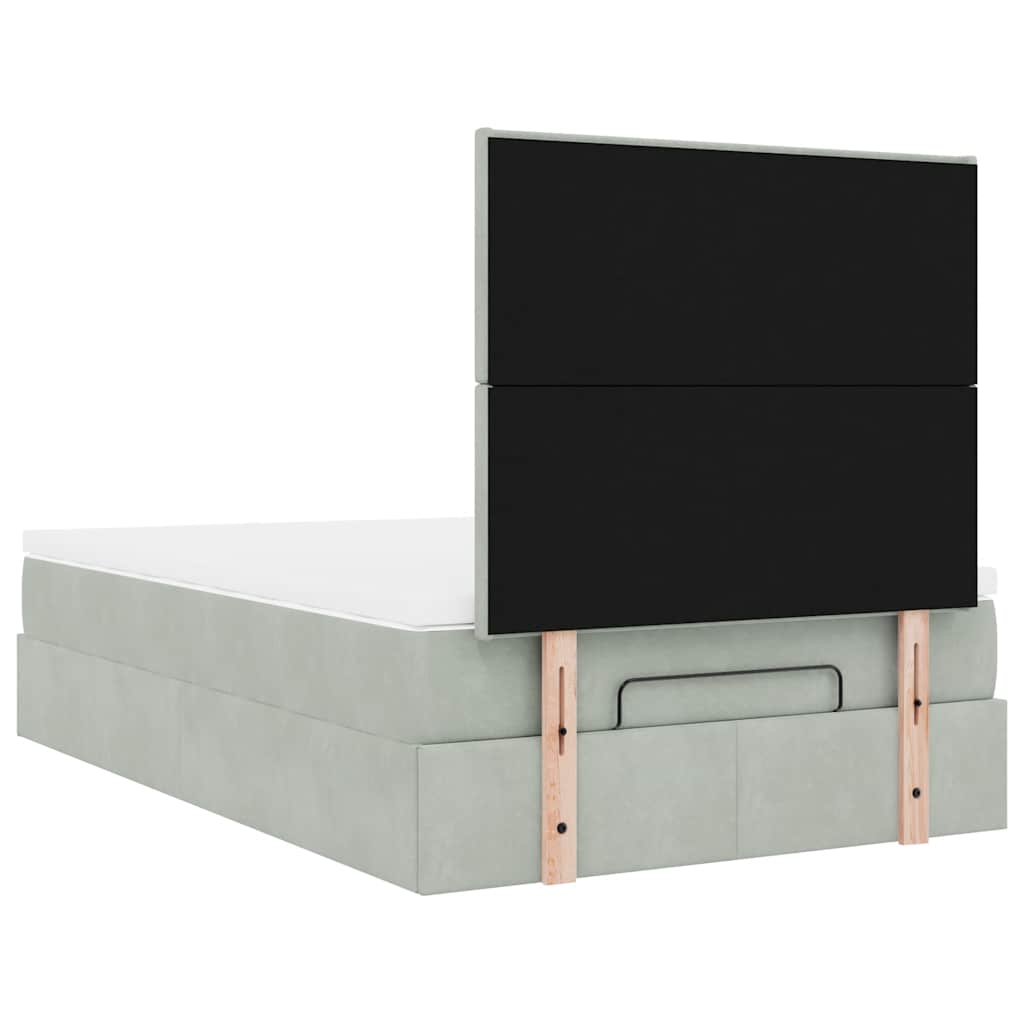 Ottoman-Bett mit Matratzen & LEDs Hellgrau 120x200 cm Samt