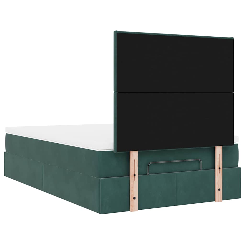 Ottoman-Bett mit Matratzen & LEDs Dunkelgrün 120x200 cm Samt