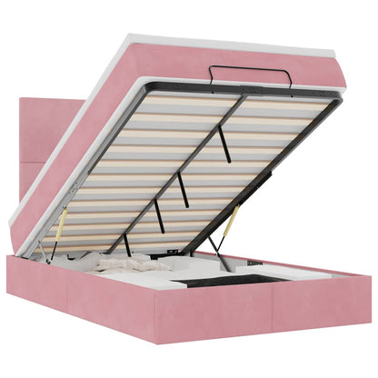 Ottoman-Bett mit Matratzen & LEDs Rosa 120x200 cm Samt