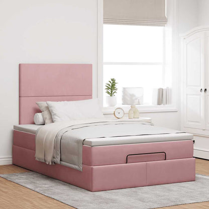Ottoman-Bett mit Matratzen & LEDs Rosa 120x200 cm Samt
