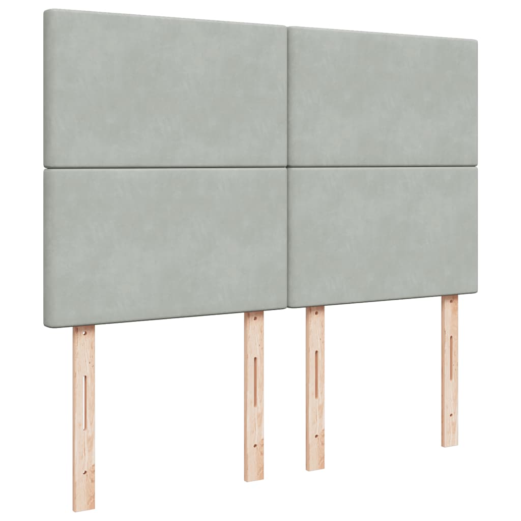 Ottoman-Bett mit Matratzen & LEDs Hellgrau 140x200 cm Samt