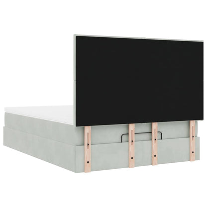 Ottoman-Bett mit Matratzen & LEDs Hellgrau 140x200 cm Samt