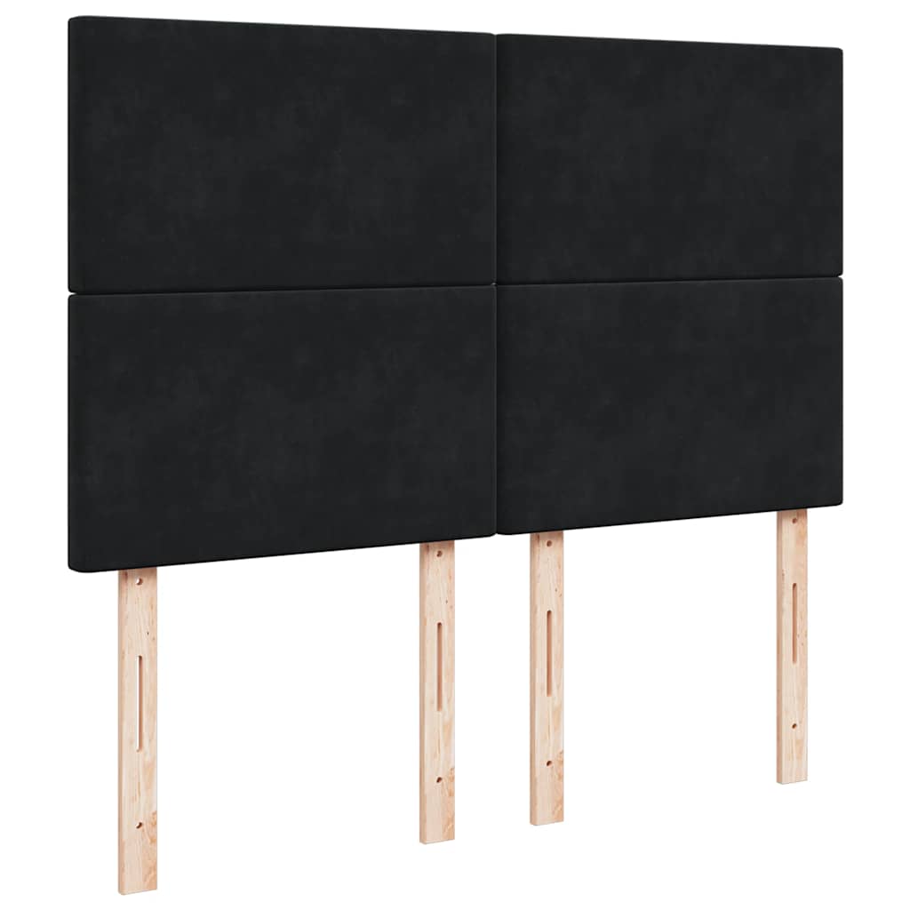 Ottoman-Bett mit Matratzen & LEDs Schwarz 140x200 cm Samt