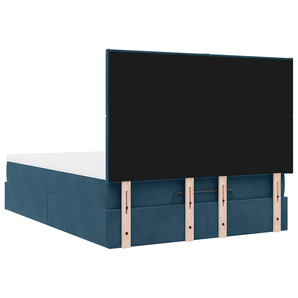 Ottoman-Bett mit Matratzen & LEDs Dunkelblau 140x200 cm Samt