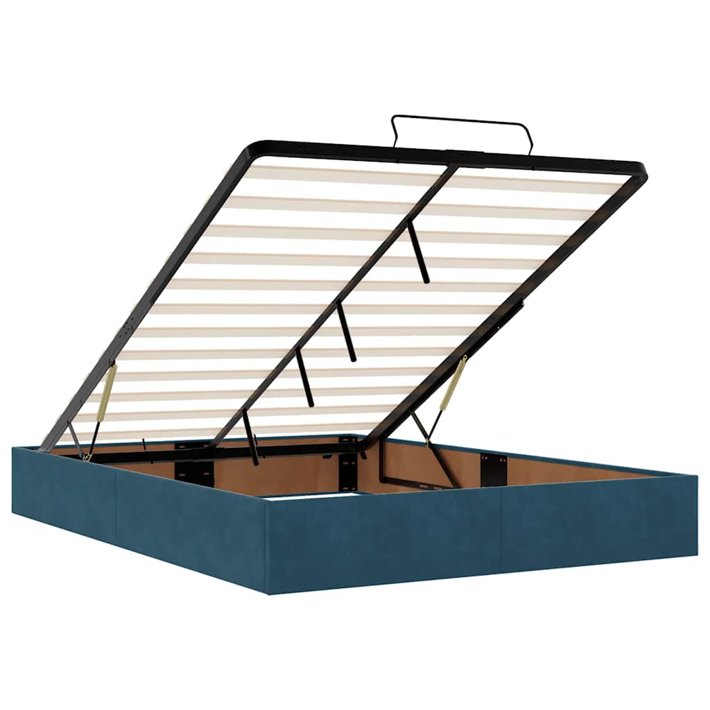 Ottoman-Bett mit Matratzen & LEDs Dunkelblau 140x200 cm Samt