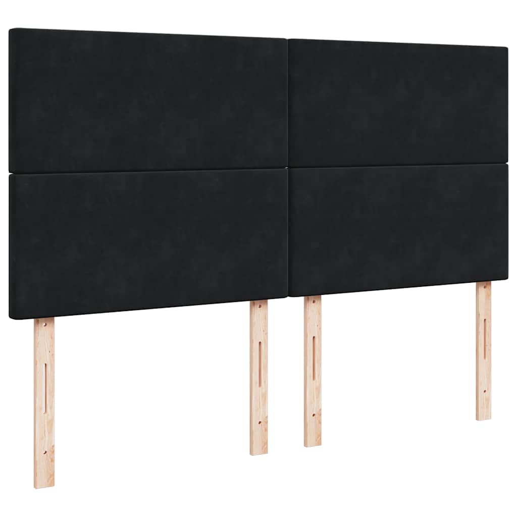 Ottoman-Bett mit Matratzen & LEDs Schwarz 160x200 cm Samt