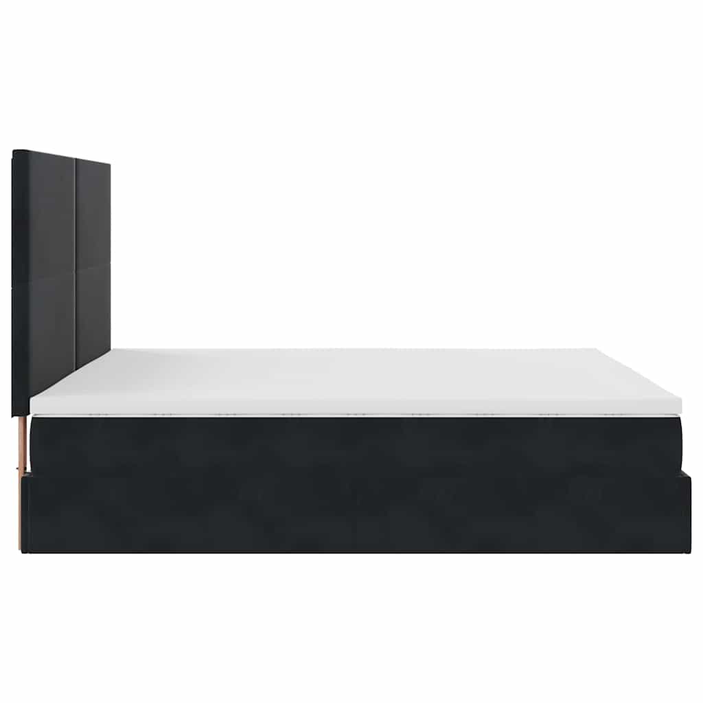 Ottoman-Bett mit Matratzen & LEDs Schwarz 160x200 cm Samt