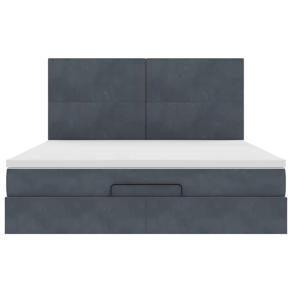 Ottoman-Bett mit Matratzen & LEDs Dunkelgrau 180x200 cm Samt