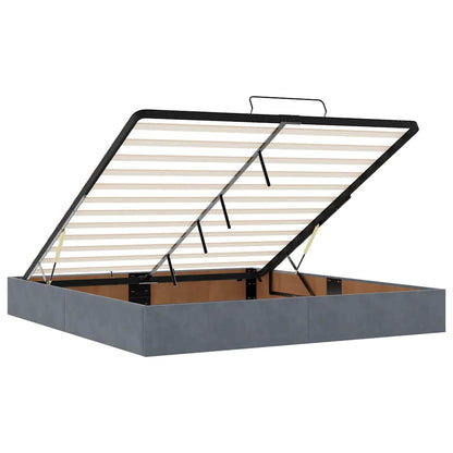 Ottoman-Bett mit Matratzen & LEDs Dunkelgrau 180x200 cm Samt