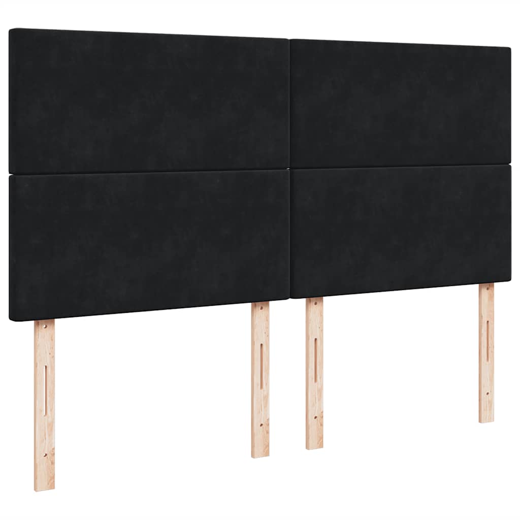 Ottoman-Bett mit Matratzen & LEDs Schwarz 180x200 cm Samt