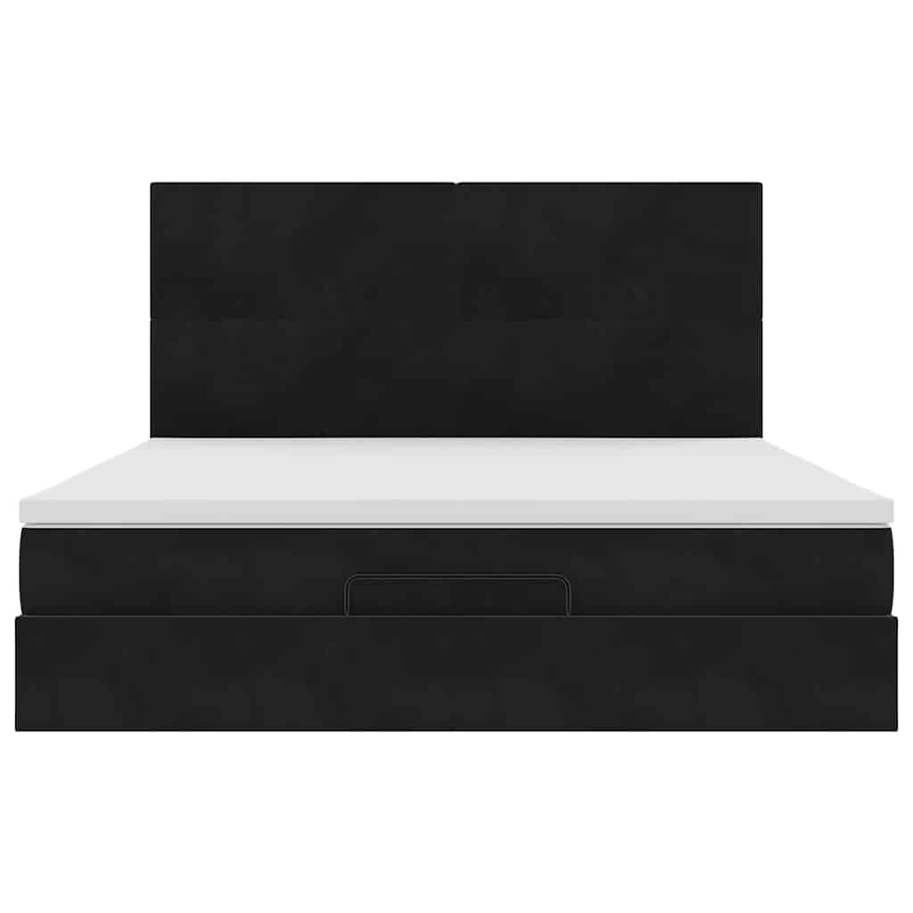 Ottoman-Bett mit Matratzen & LEDs Schwarz 180x200 cm Samt