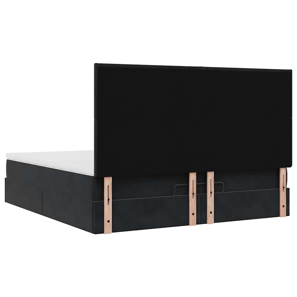 Ottoman-Bett mit Matratzen & LEDs Schwarz 180x200 cm Samt