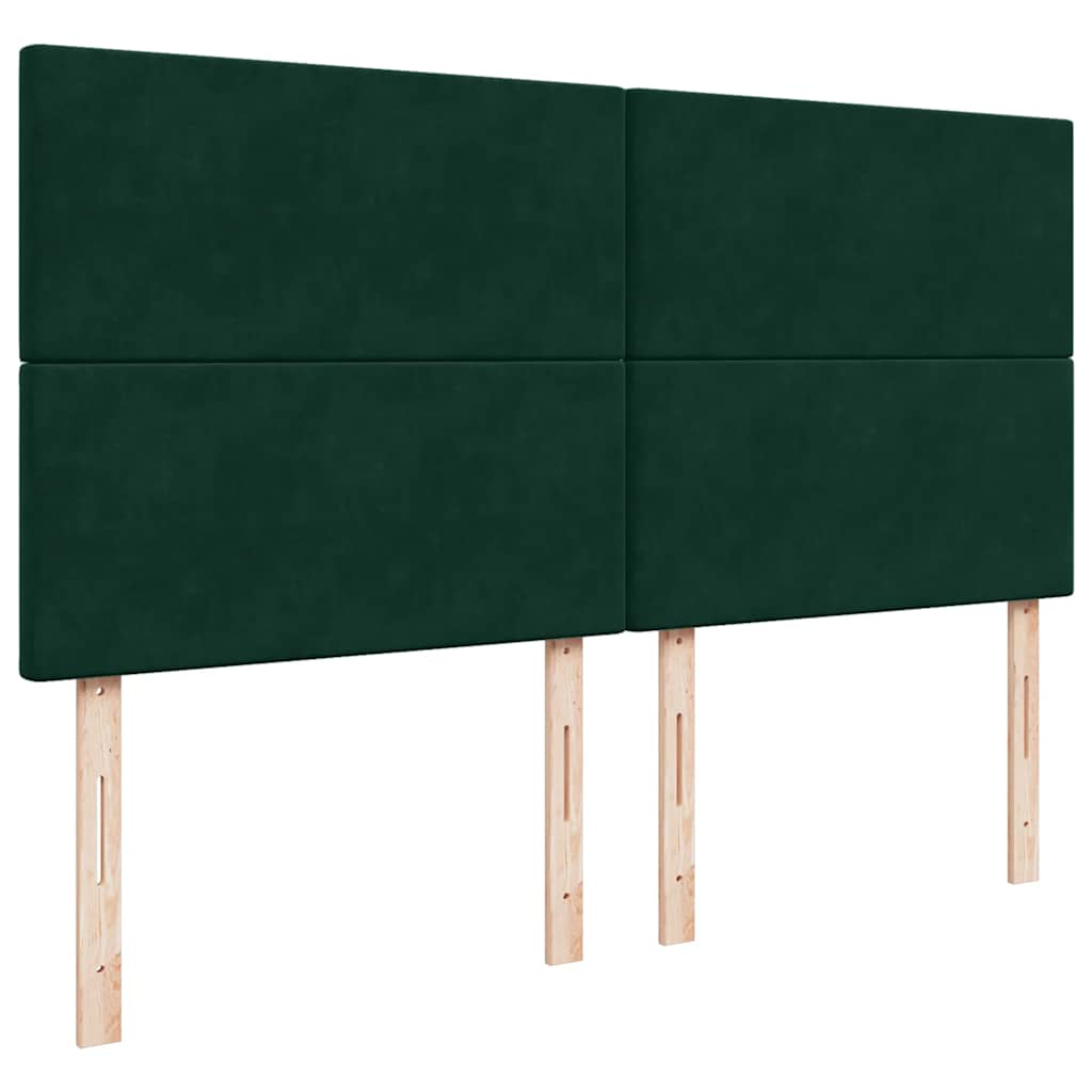 Ottoman-Bett mit Matratzen & LEDs Dunkelgrün 180x200 cm Samt