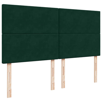 Ottoman-Bett mit Matratzen & LEDs Dunkelgrün 180x200 cm Samt