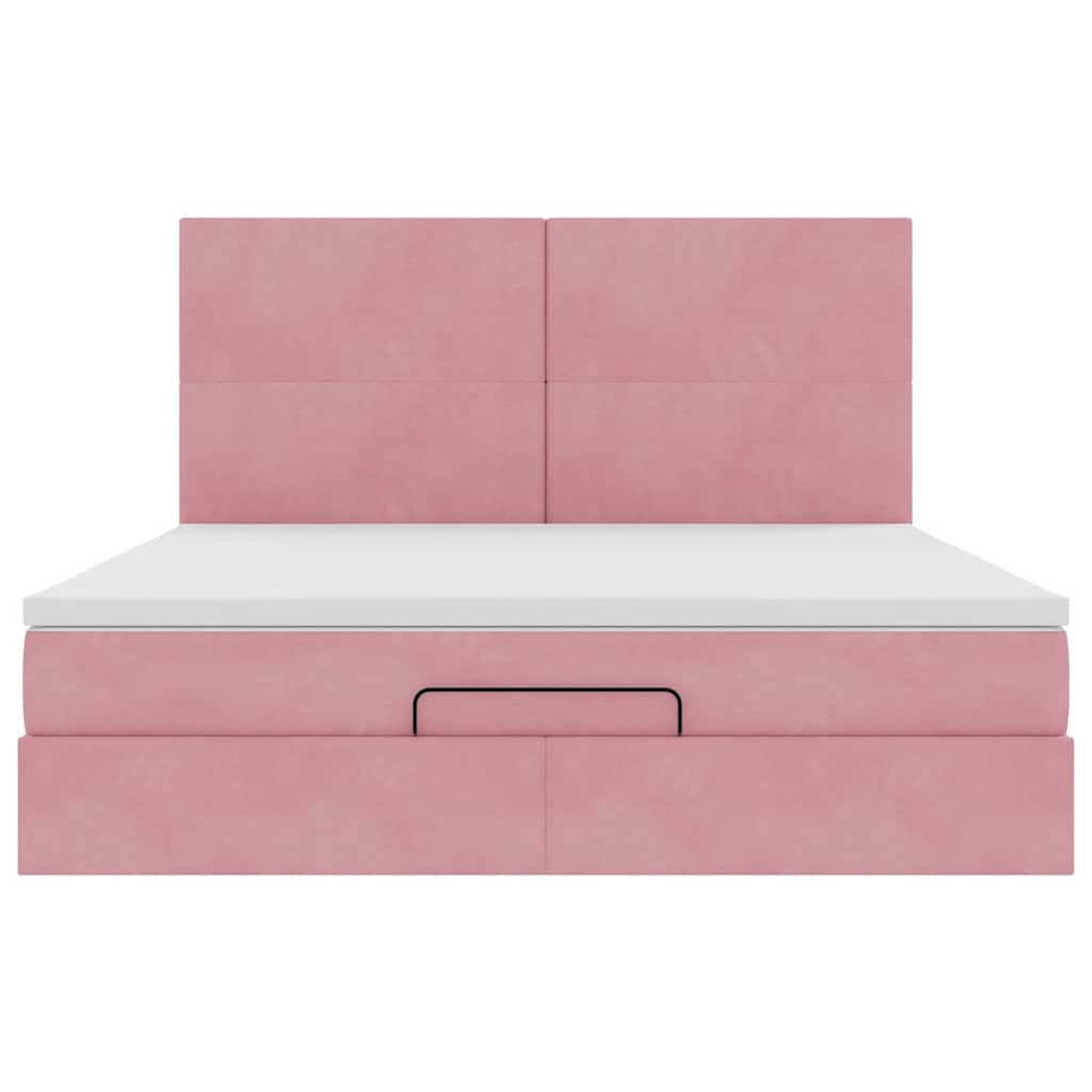 Ottoman-Bett mit Matratzen & LEDs Rosa 180x200 cm Samt