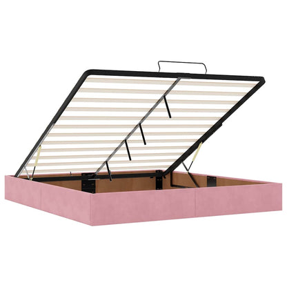 Ottoman-Bett mit Matratzen & LEDs Rosa 180x200 cm Samt