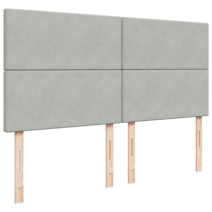 Ottoman-Bett mit Matratzen & LEDs Hellgrau 200x200 cm Samt