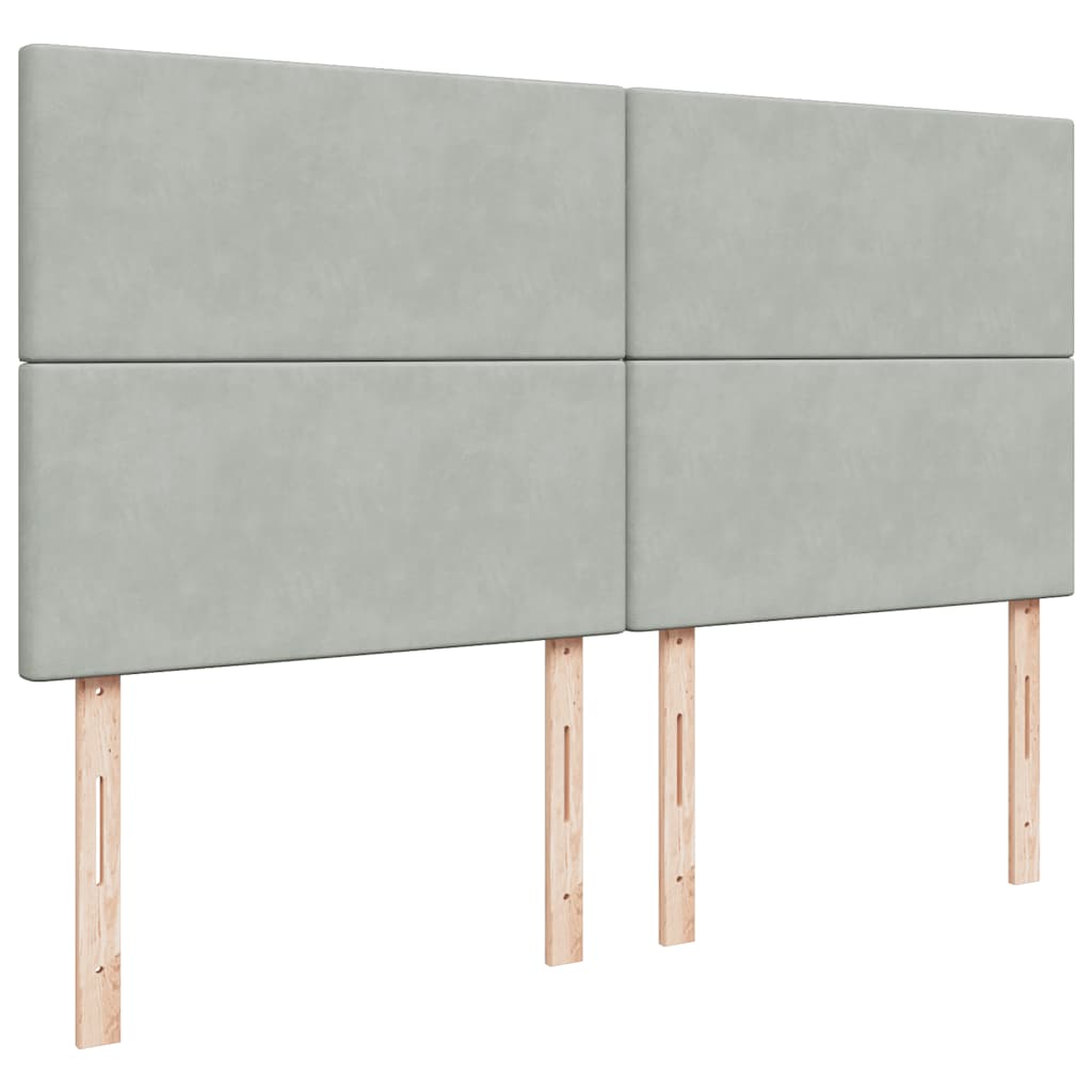 Ottoman-Bett mit Matratzen & LEDs Hellgrau 200x200 cm Samt