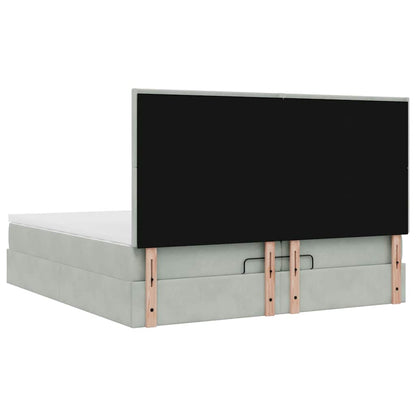 Ottoman-Bett mit Matratzen & LEDs Hellgrau 200x200 cm Samt