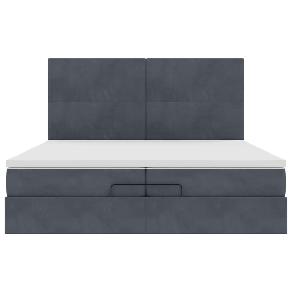 Ottoman-Bett mit Matratzen & LEDs Dunkelgrau 200x200 cm Samt