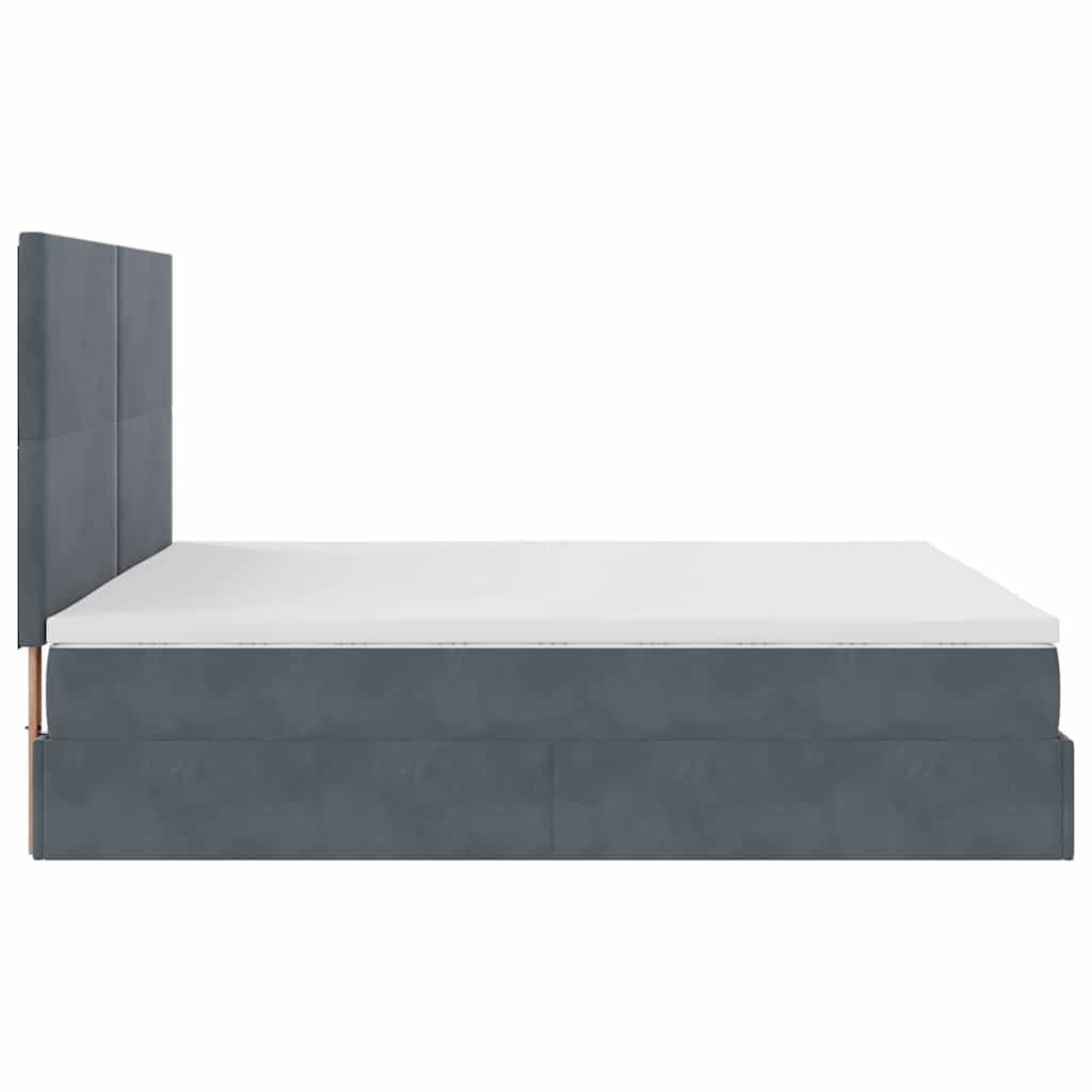 Ottoman-Bett mit Matratzen & LEDs Dunkelgrau 200x200 cm Samt