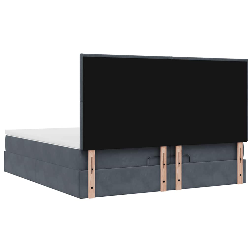 Ottoman-Bett mit Matratzen & LEDs Dunkelgrau 200x200 cm Samt