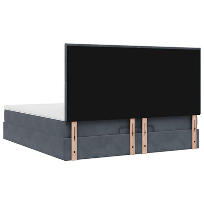 Ottoman-Bett mit Matratzen & LEDs Dunkelgrau 200x200 cm Samt