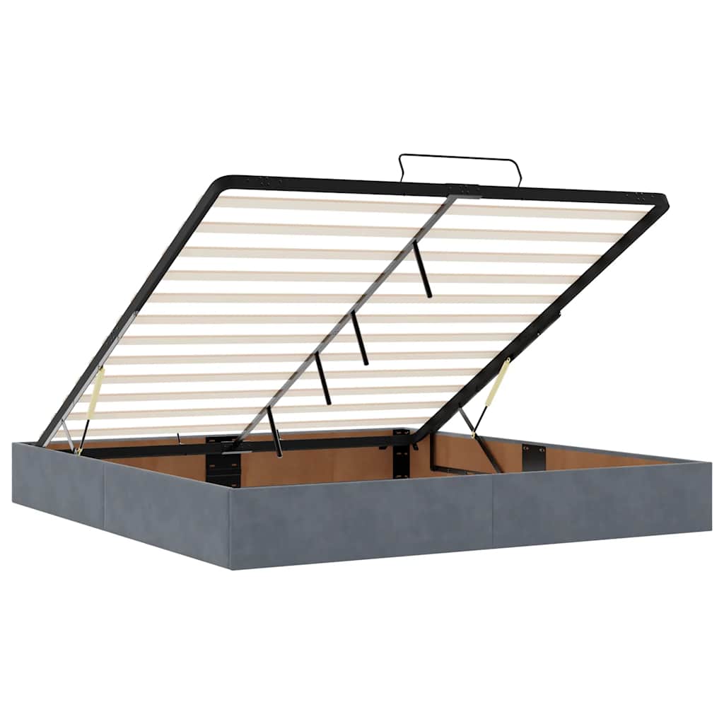 Ottoman-Bett mit Matratzen & LEDs Dunkelgrau 200x200 cm Samt