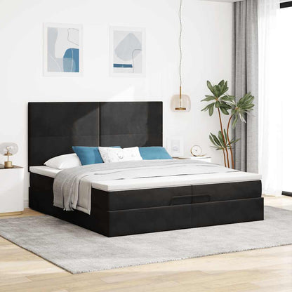 Ottoman-Bett mit Matratzen & LEDs Schwarz 200x200 cm Samt