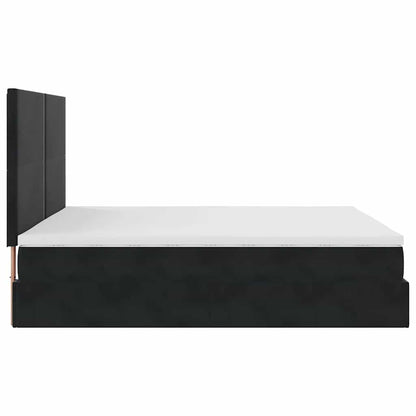 Ottoman-Bett mit Matratzen & LEDs Schwarz 200x200 cm Samt