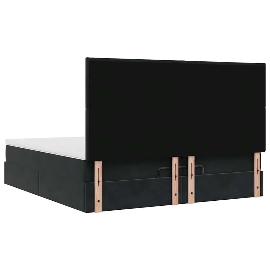 Ottoman-Bett mit Matratzen & LEDs Schwarz 200x200 cm Samt