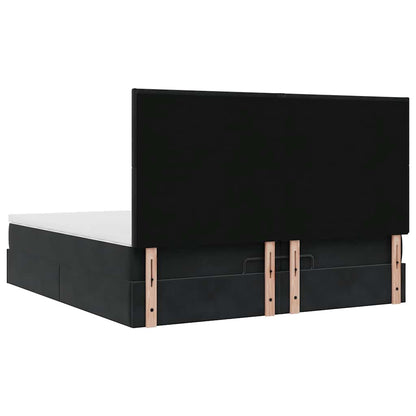 Ottoman-Bett mit Matratzen & LEDs Schwarz 200x200 cm Samt
