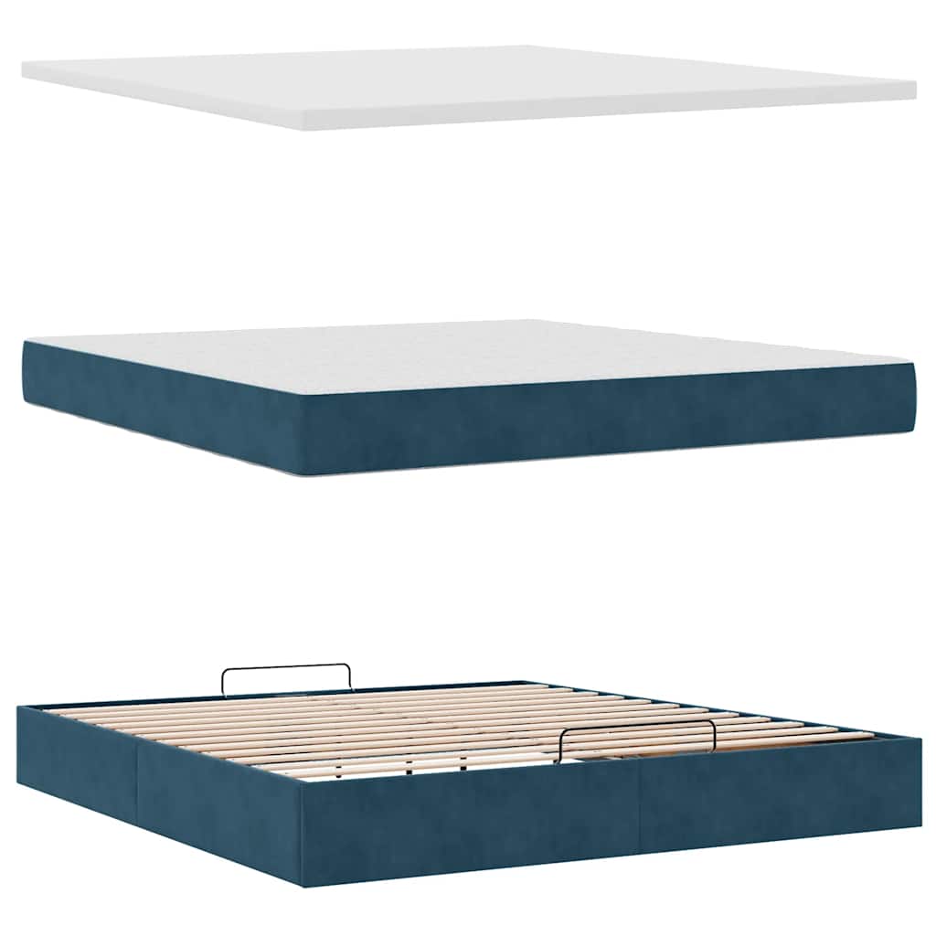 Ottoman-Bett mit Matratzen & LED Dunkelblau 200x200 cm Samt