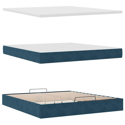 Ottoman-Bett mit Matratzen & LED Dunkelblau 200x200 cm Samt