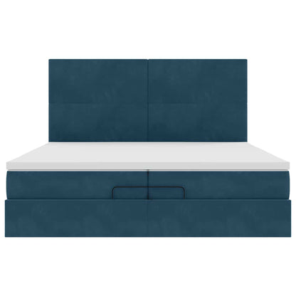 Ottoman-Bett mit Matratzen & LED Dunkelblau 200x200 cm Samt