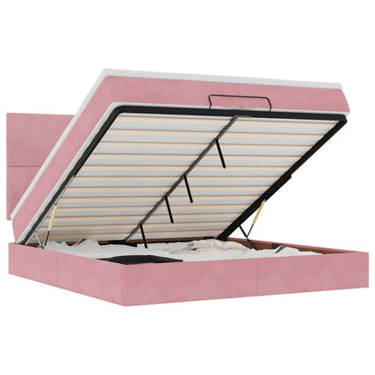 Ottoman-Bett mit Matratzen & LEDs Rosa 200x200 cm Samt